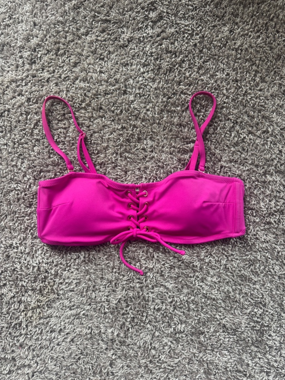 Fuchsia Lace-Up Bandeau Bikini Top - Size M - NWOT